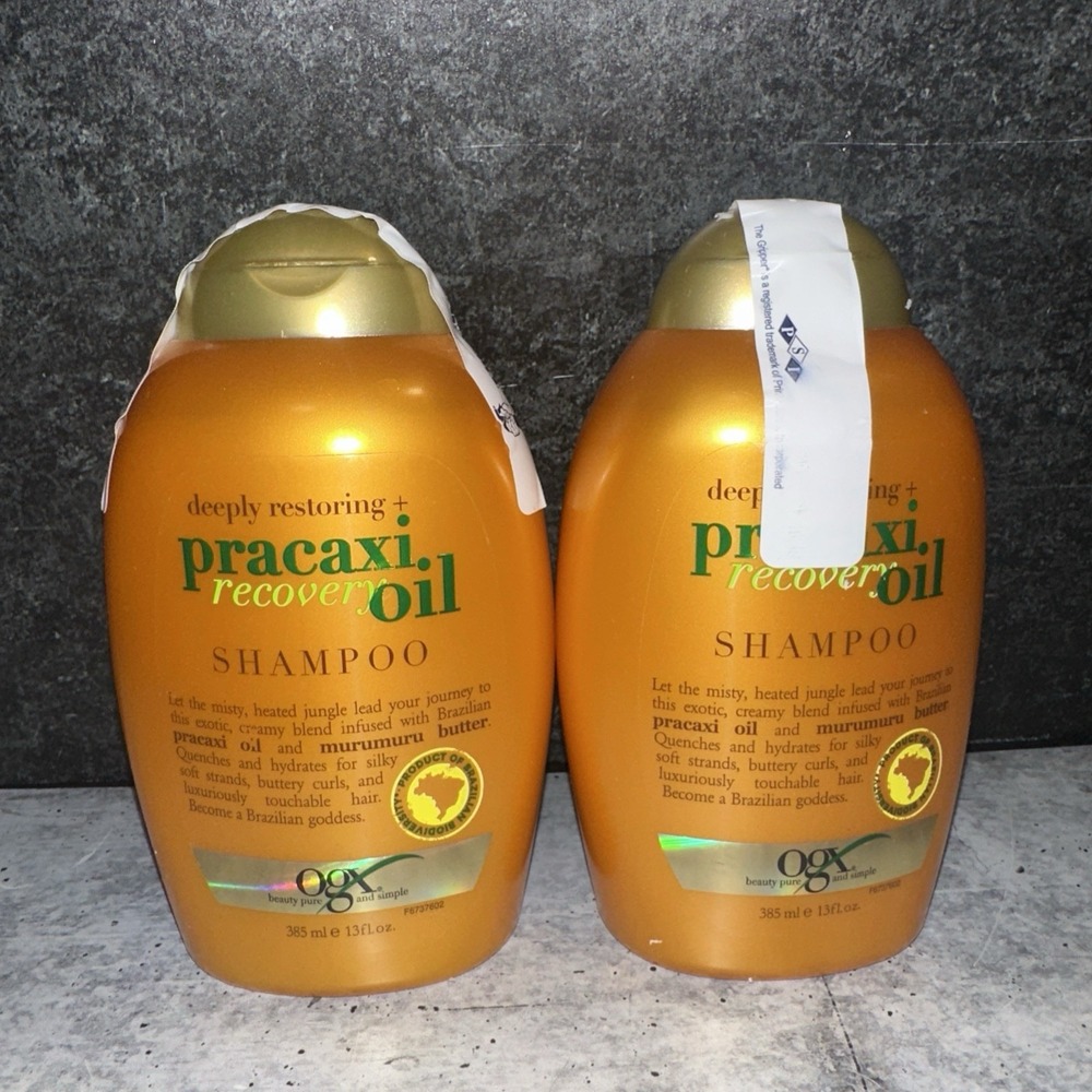 2 Lot OGX Deeply Restoring + Pracaxi Recovery Oil Shampoo, 13 fl oz